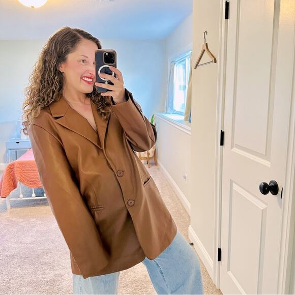 Rebecca Minkoff Jackets & Blazers - Rebecca Minkoff Brown Faux Leather Jacket XL